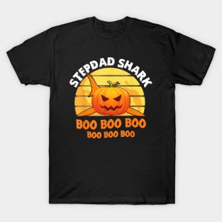 Mens Mens Stepdad Shark Boo Tshirt Pumpkin Halloween Gift T-Shirt